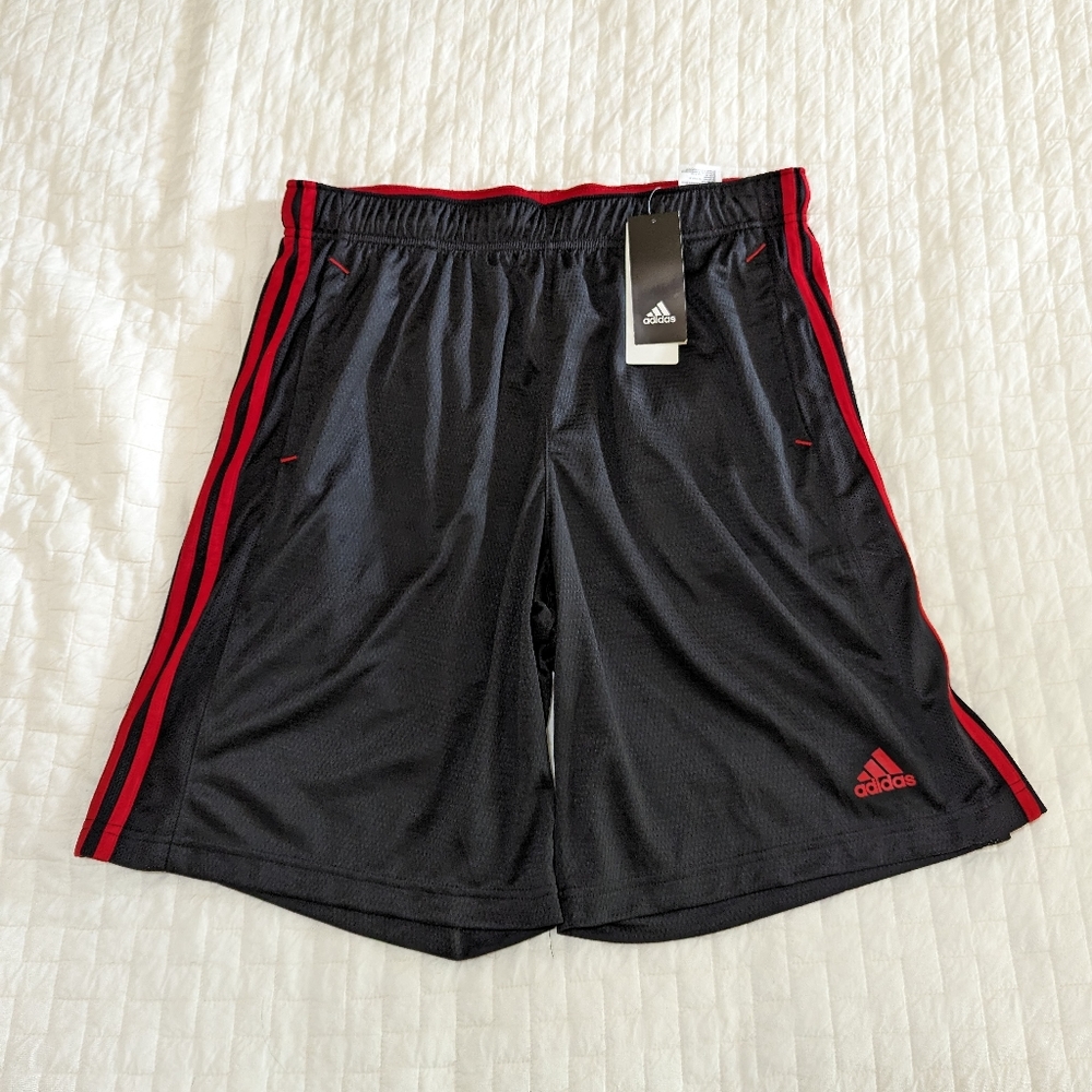 Men's Adidas Climalite Shorts. Black with red. Size Large